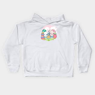 Springtime Picnic: Cute Bunny Loppi Tokki with Cherry Blossoms and Easter Eggs! Kids Hoodie